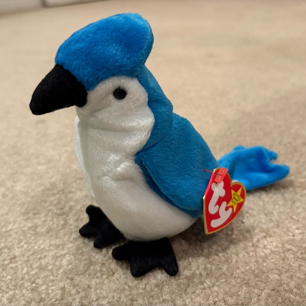NWT, Vintage 1997 ‘Rocket’ the Blue Jay Bird Beanie Baby by Ty Inc.